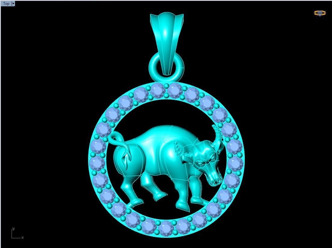 Buffalo pendant 3D print model_16