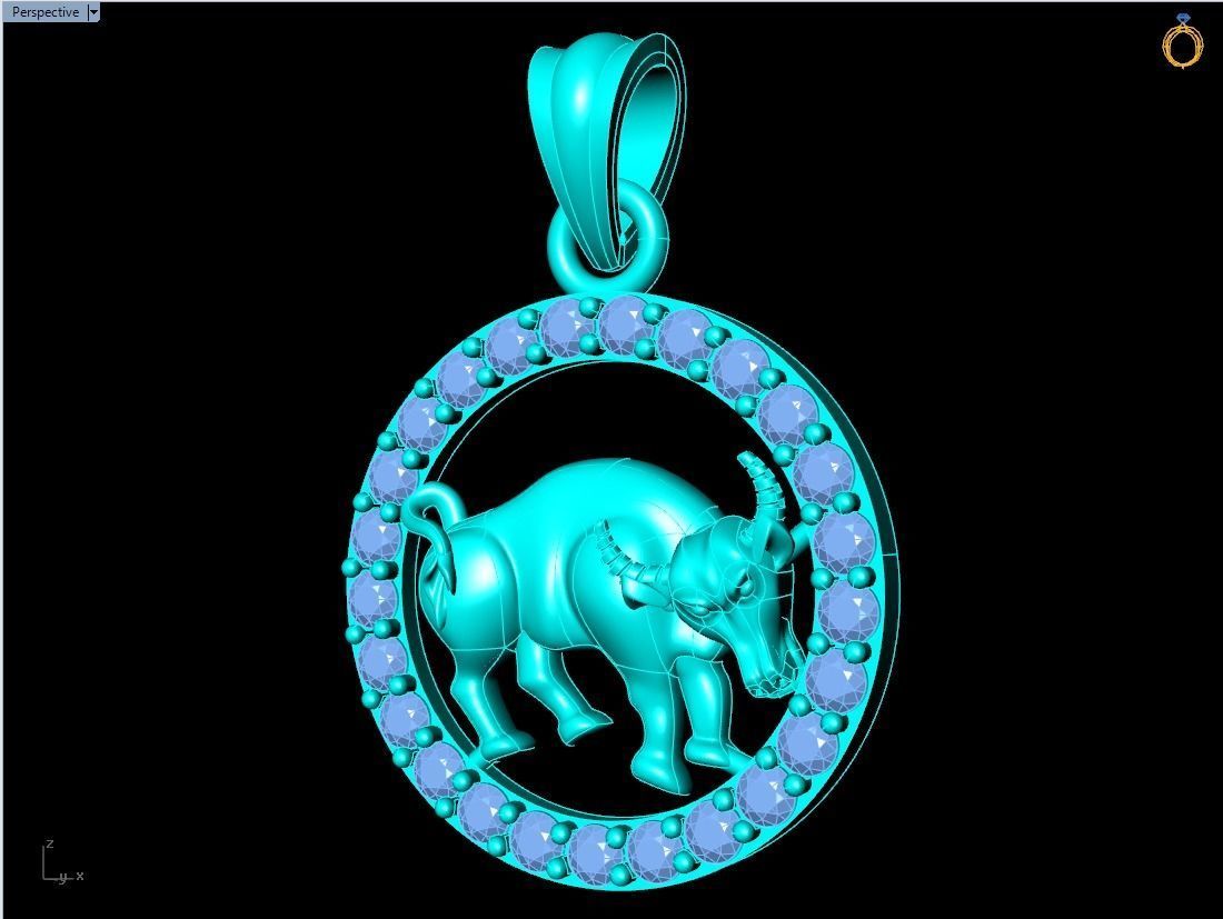 Buffalo pendant 3D print model_15
