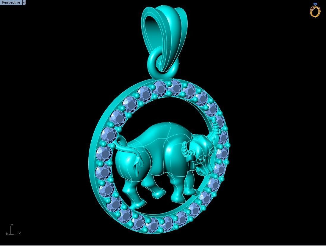 Buffalo pendant 3D print model_13