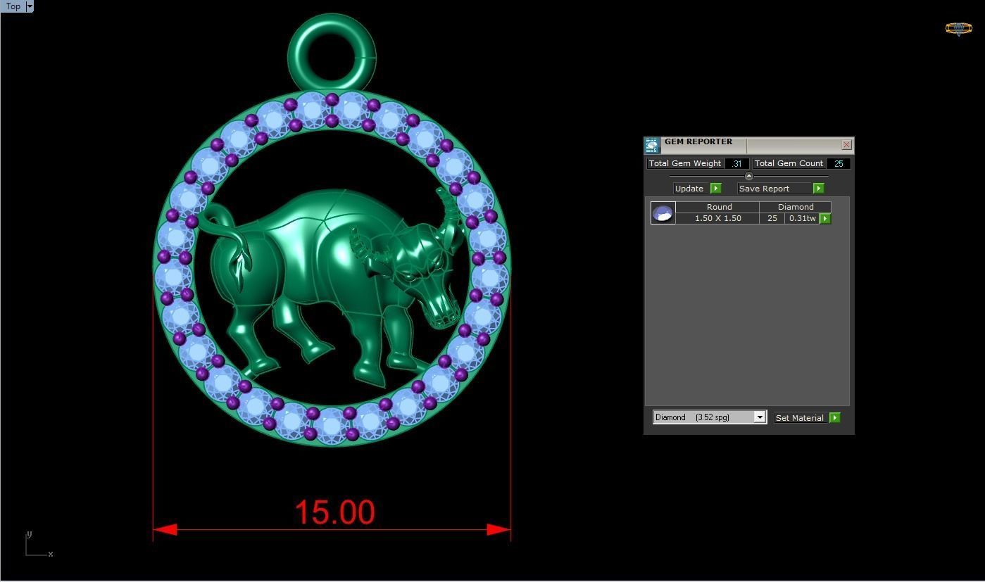 Buffalo pendant 3D print model_7