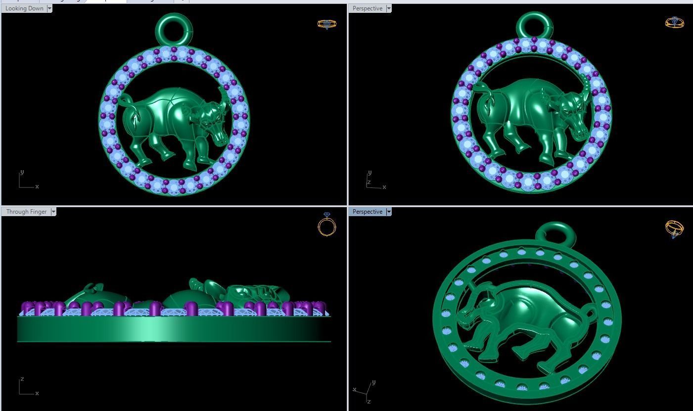 Buffalo pendant 3D print model_5
