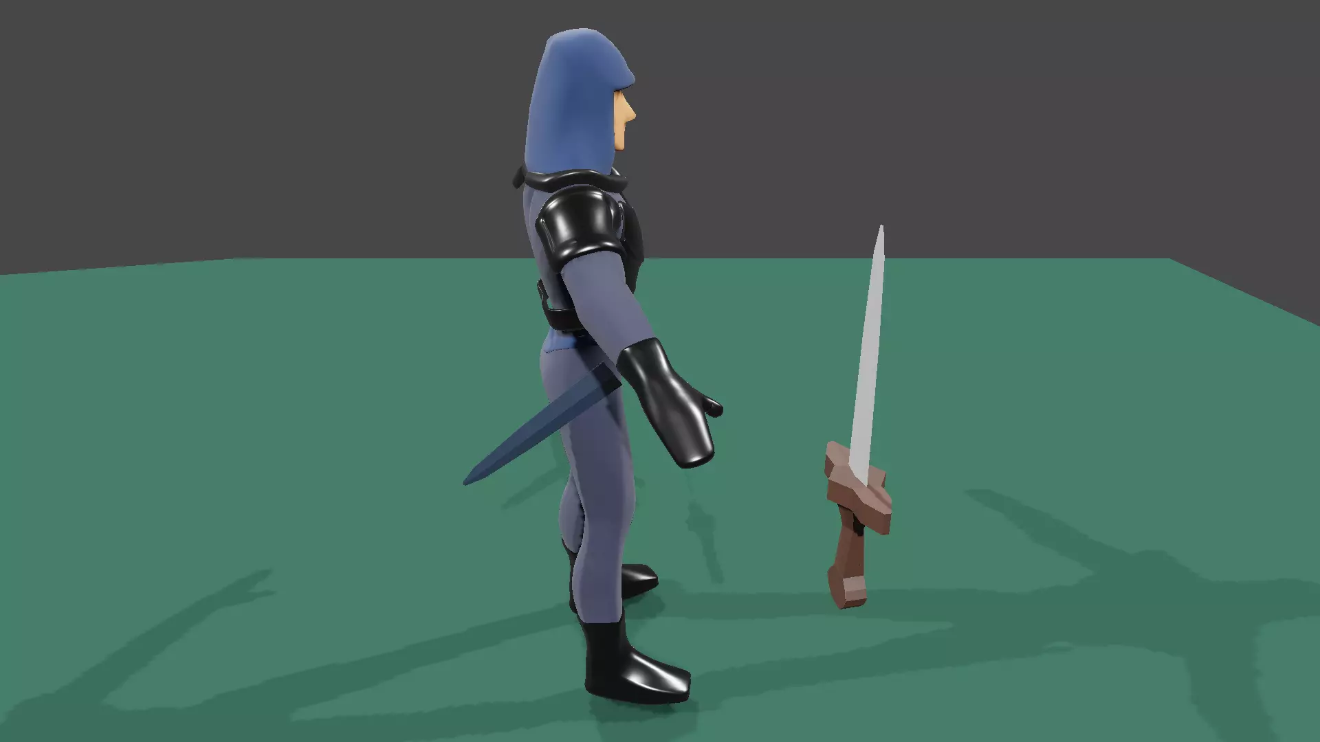 Solider animated character holding sword Free low-poly 3D model