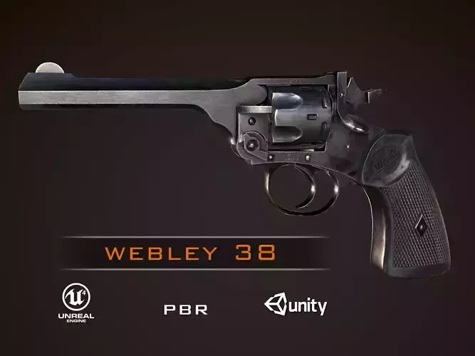 Webley 38 ww2  Revolver PBR Low-poly 3D model