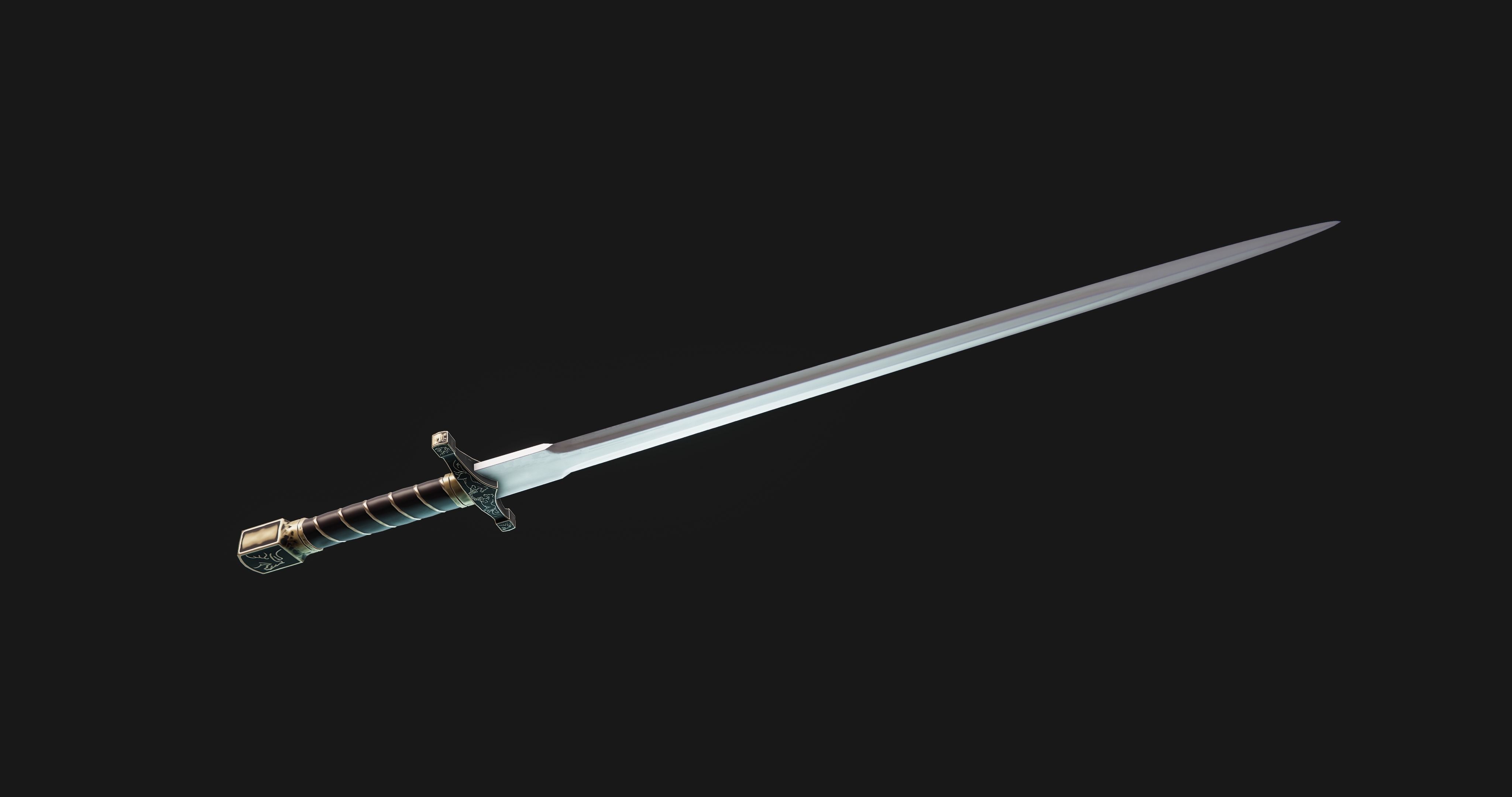 Fancy arming sword Low-poly 3D model_2