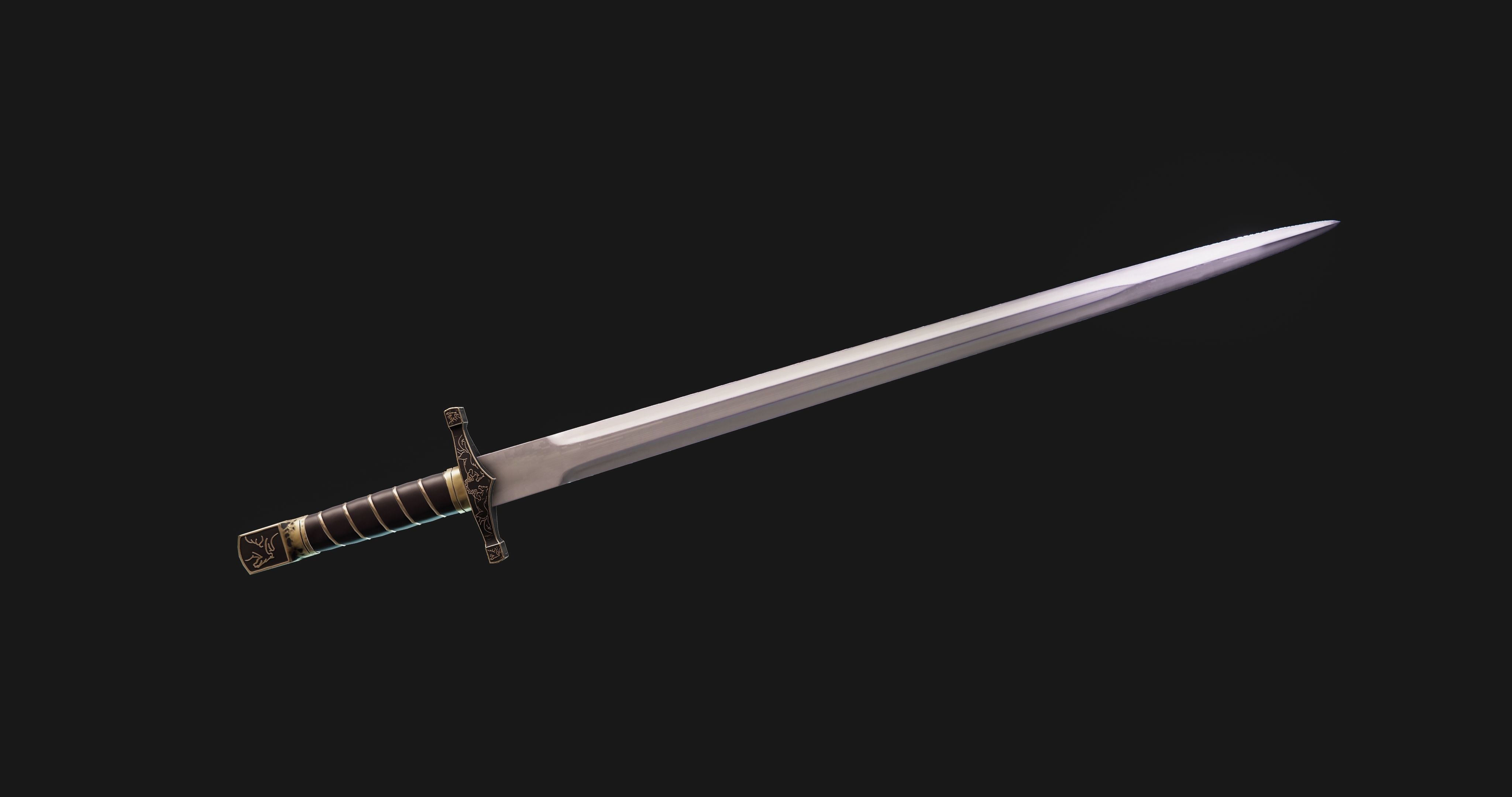 Fancy arming sword Low-poly 3D model_1