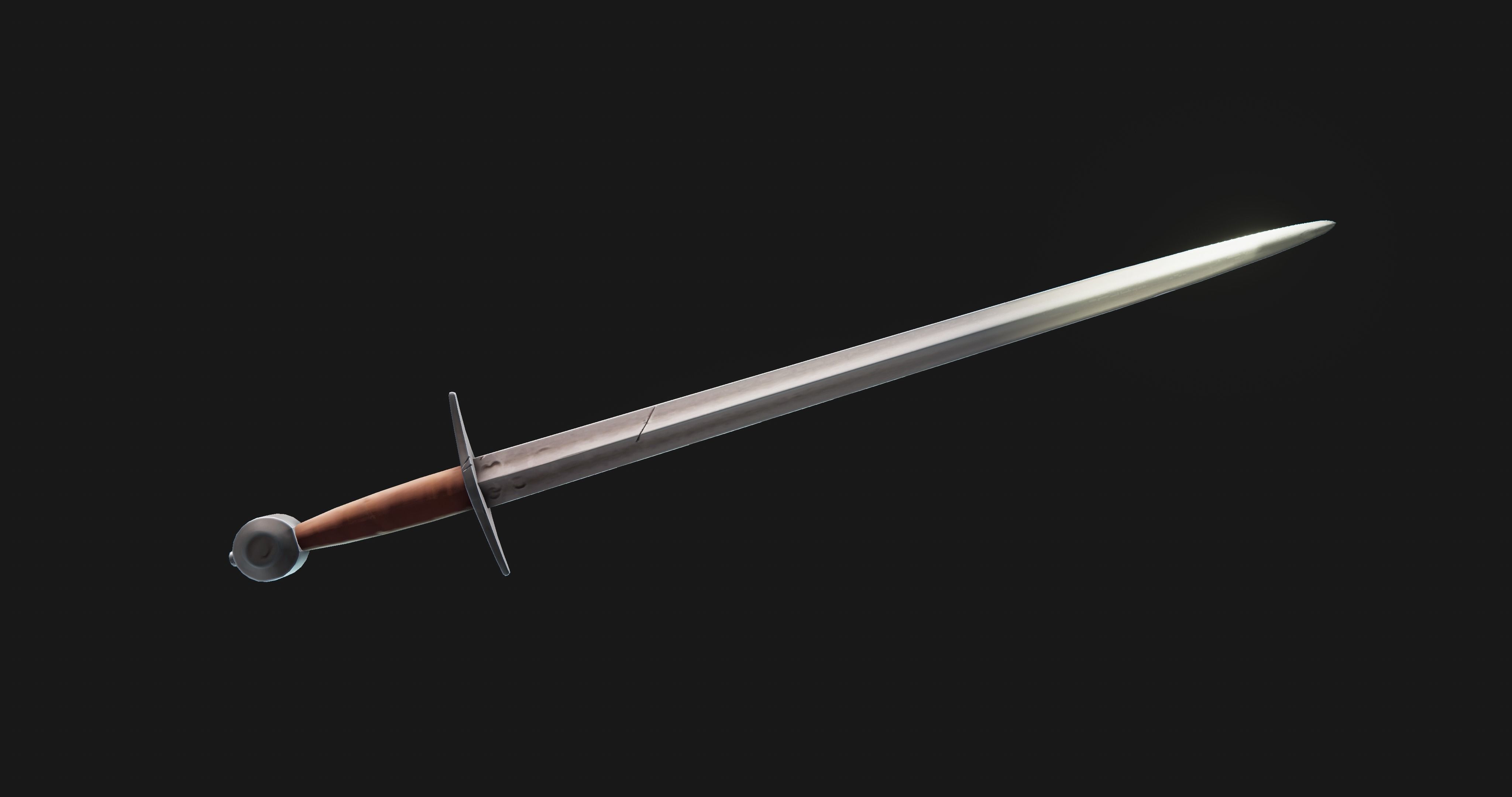Rough arming sword Low-poly 3D model_5