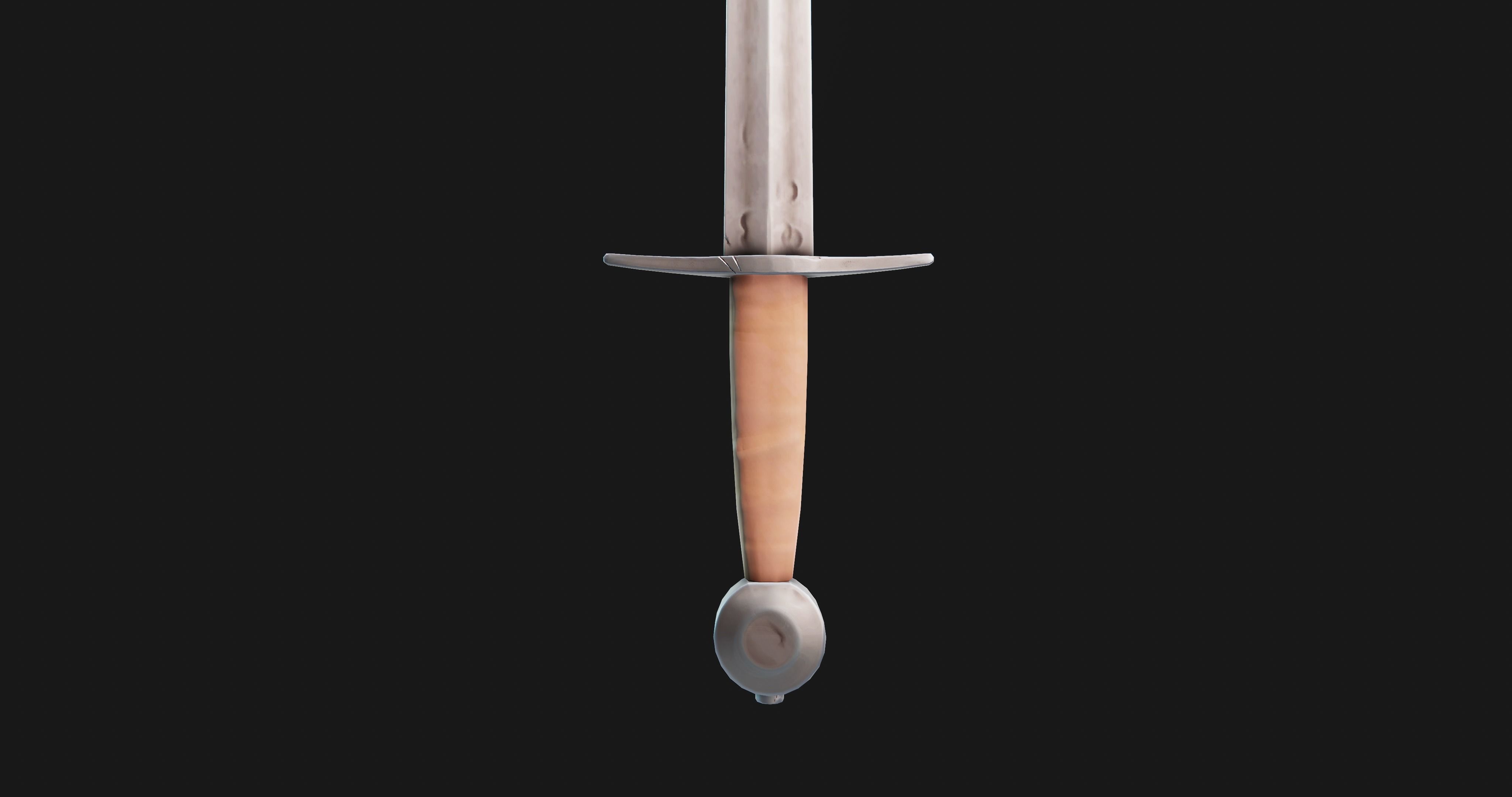 Rough arming sword Low-poly 3D model_1