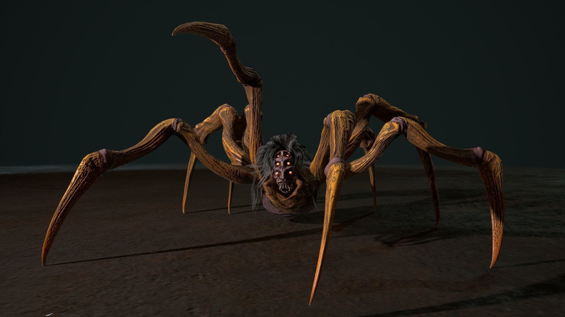 Spider 2 flying Low-poly 3D model_5