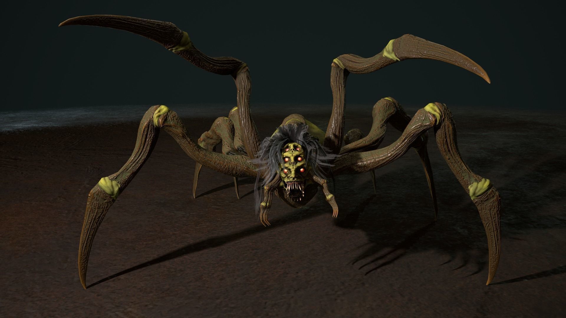 Spider 2 flying Low-poly 3D model_4