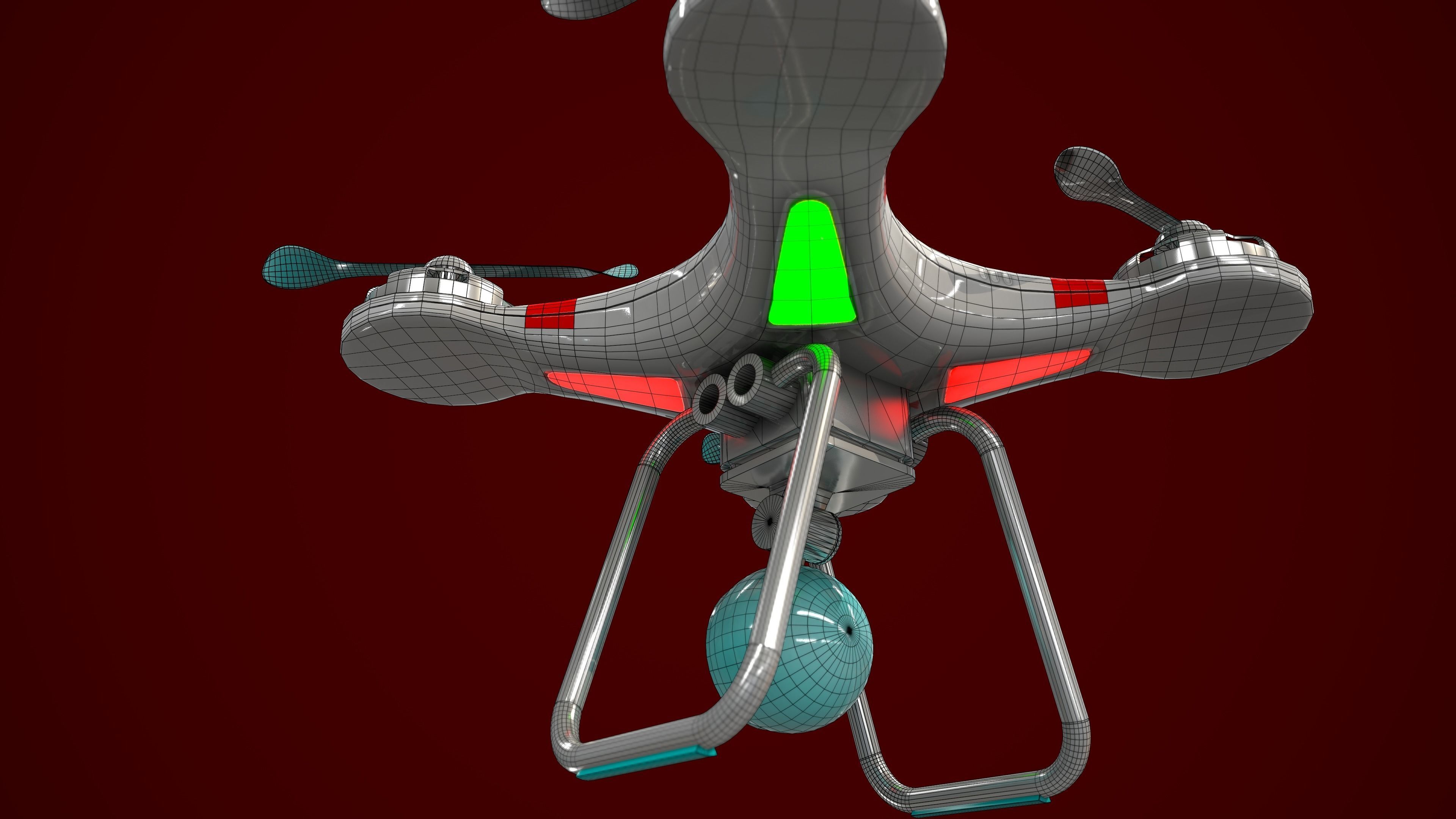 Drone with two propellers 3D model_4