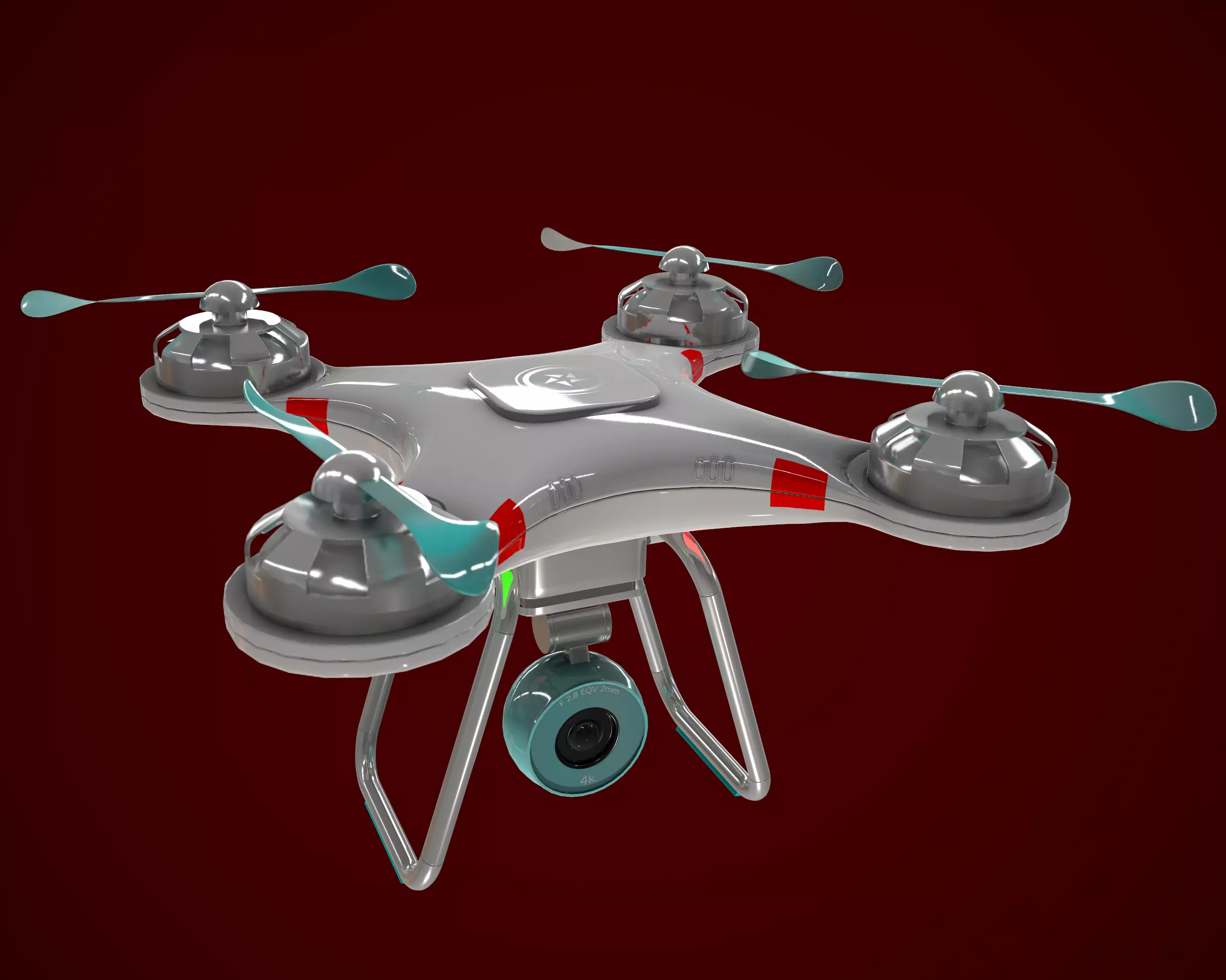 Drone with two propellers 3D model_0