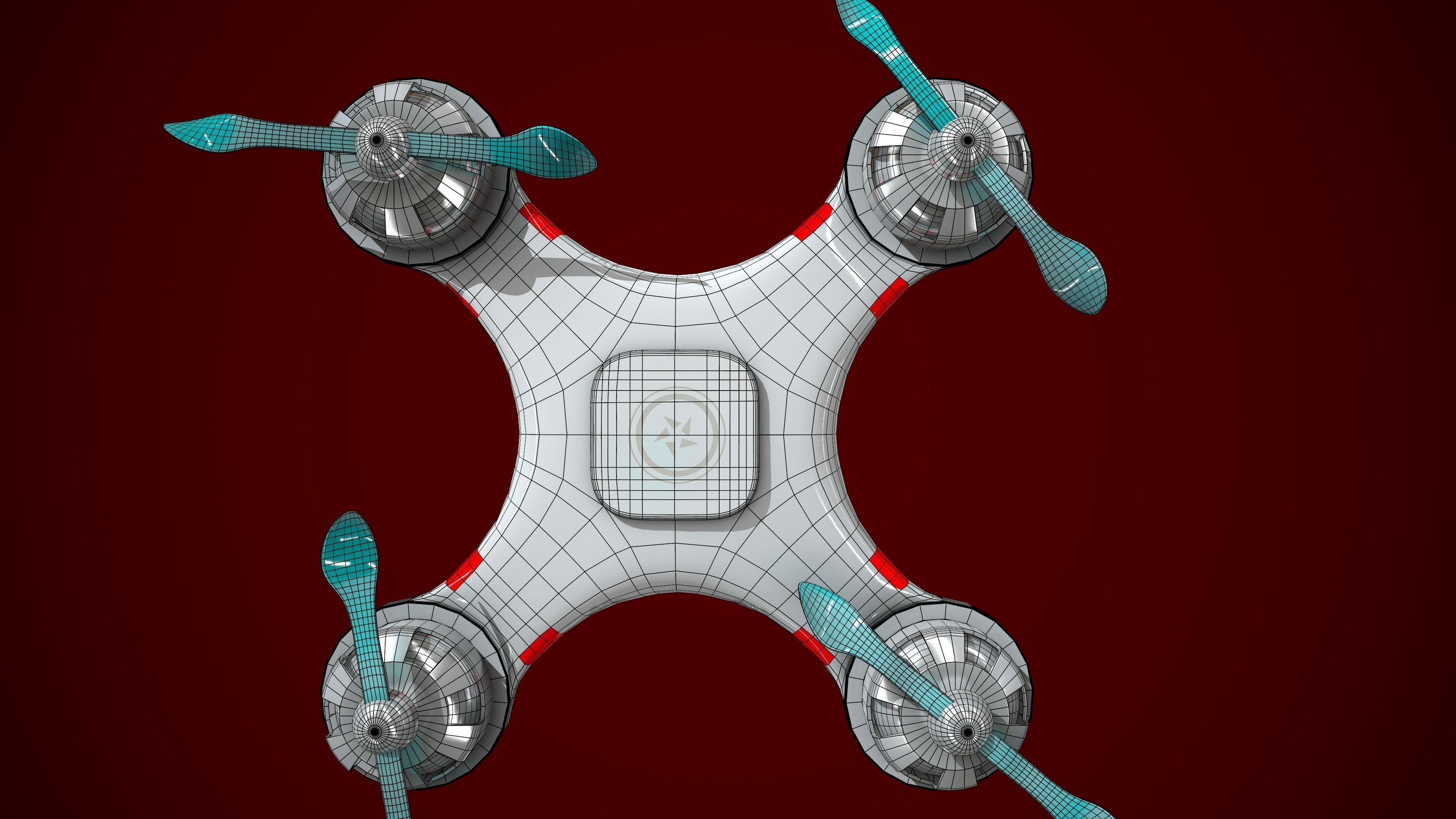 Drone with two propellers 3D model_2