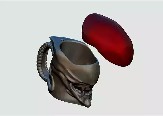 alien xenomorph head mug cup with separated lid cover