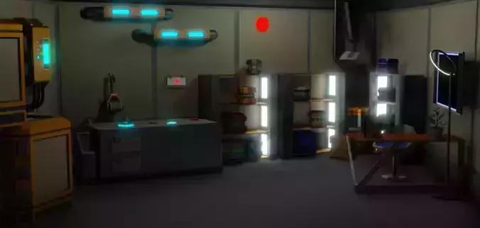 sci - fi 3D low poly furniture models Free 