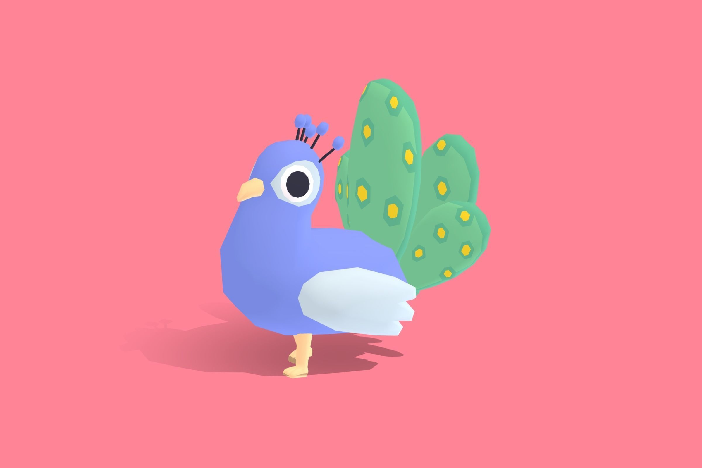 Peacock - Quirky Series Low-poly 3D model_6
