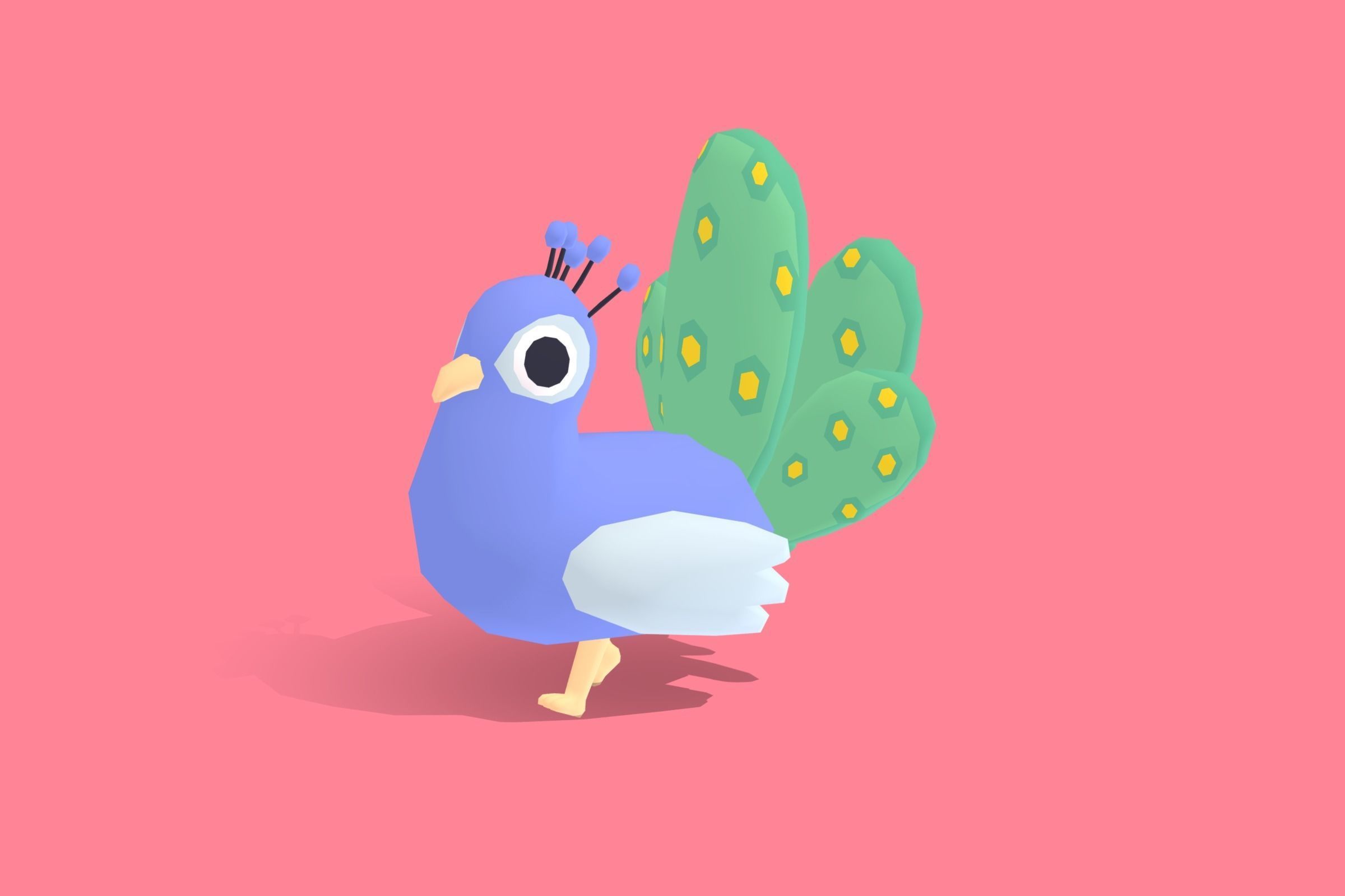 Peacock - Quirky Series Low-poly 3D model_7