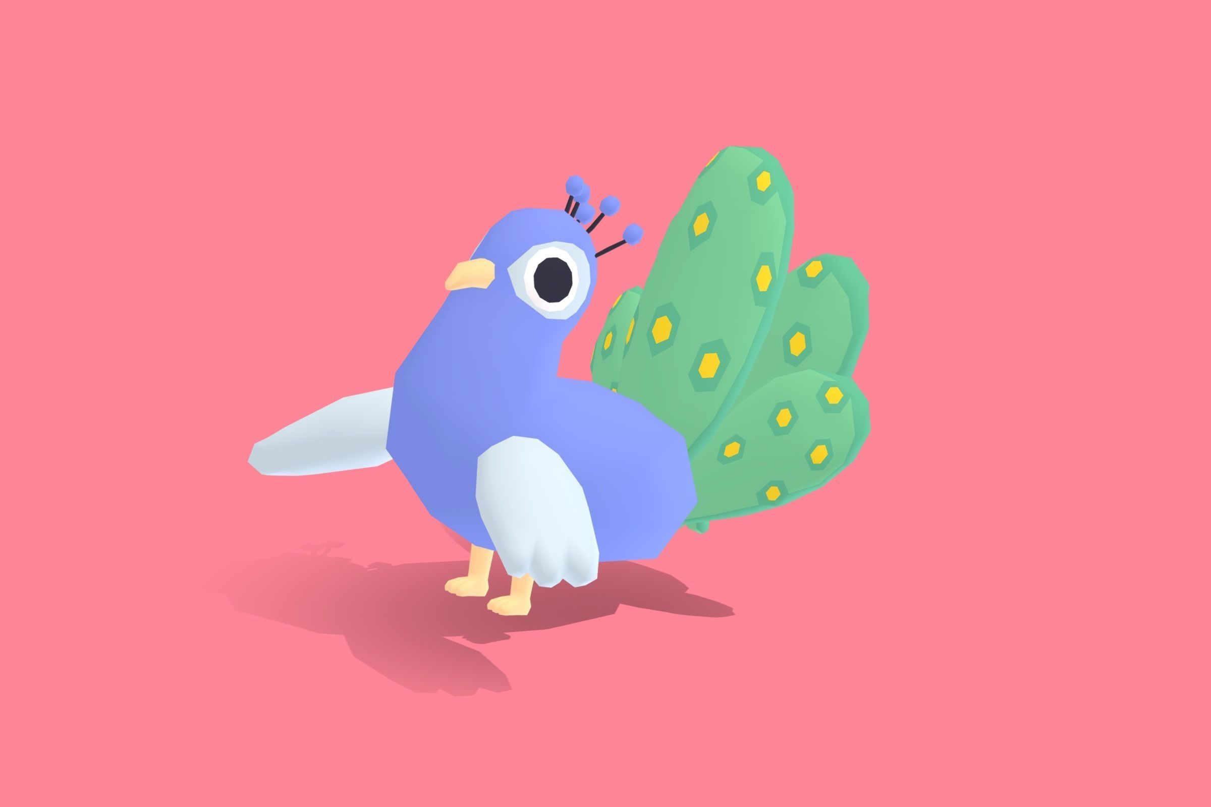 Peacock - Quirky Series Low-poly 3D model_10