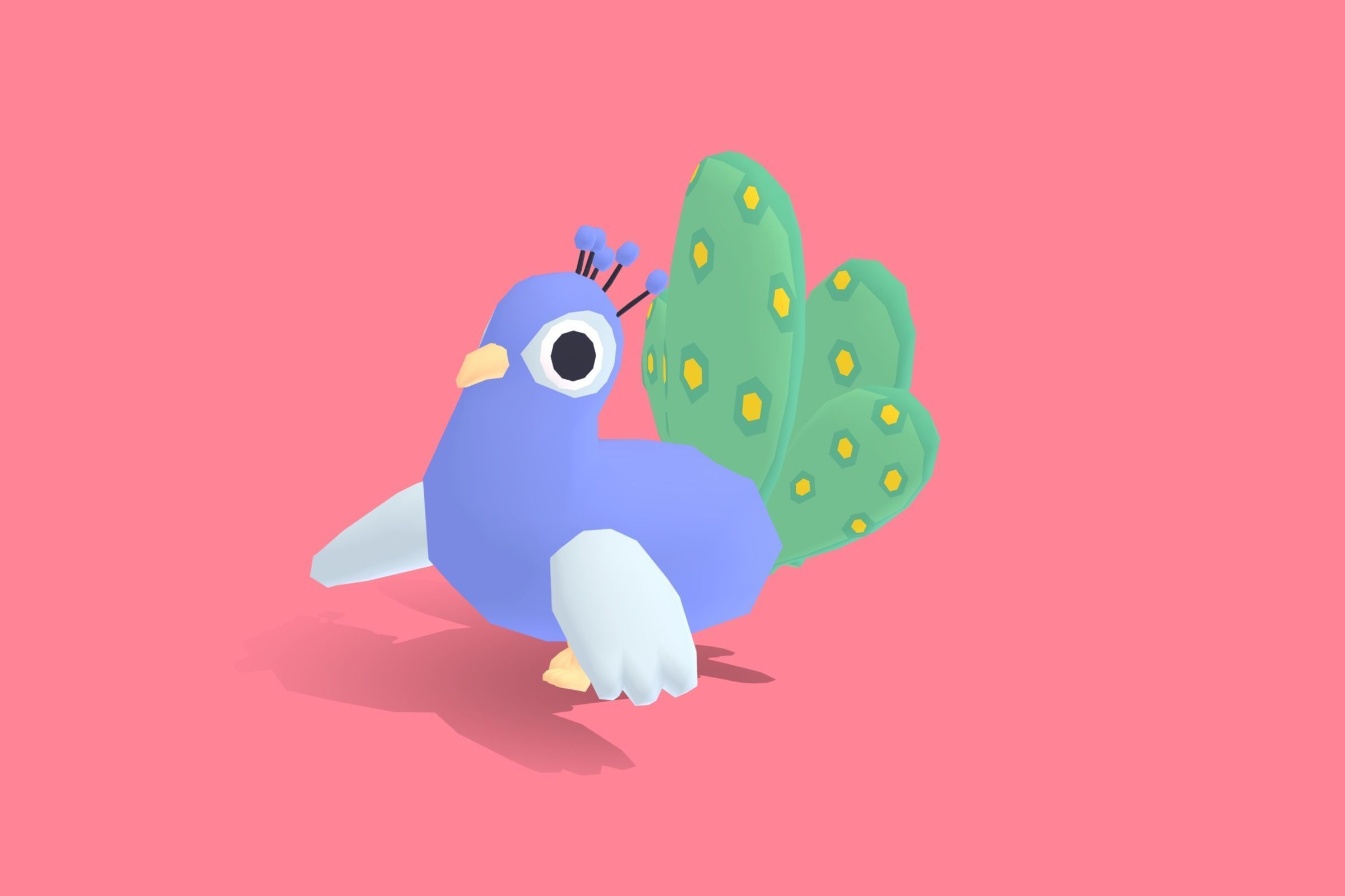 Peacock - Quirky Series Low-poly 3D model_11