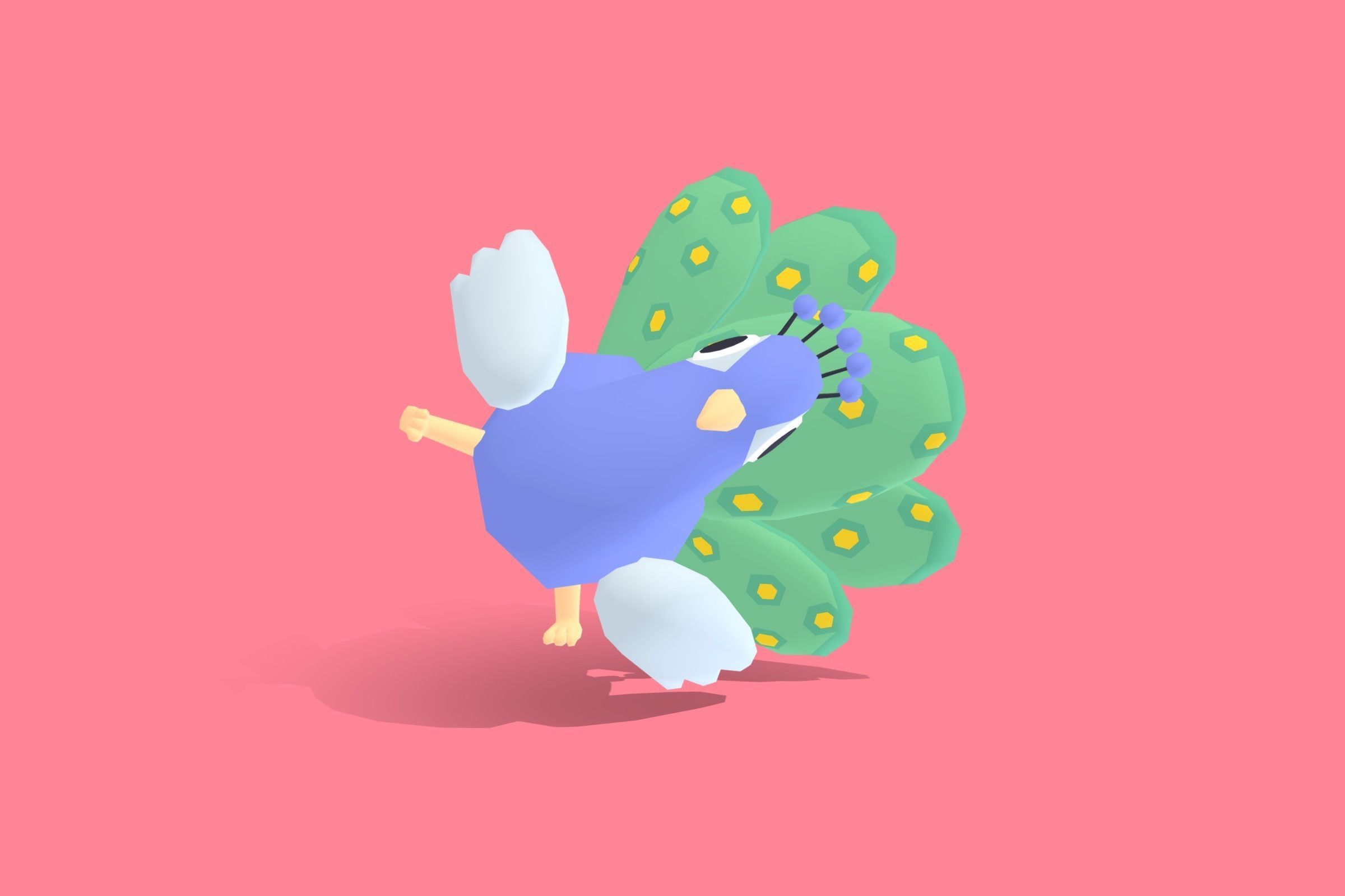 Peacock - Quirky Series Low-poly 3D model_13