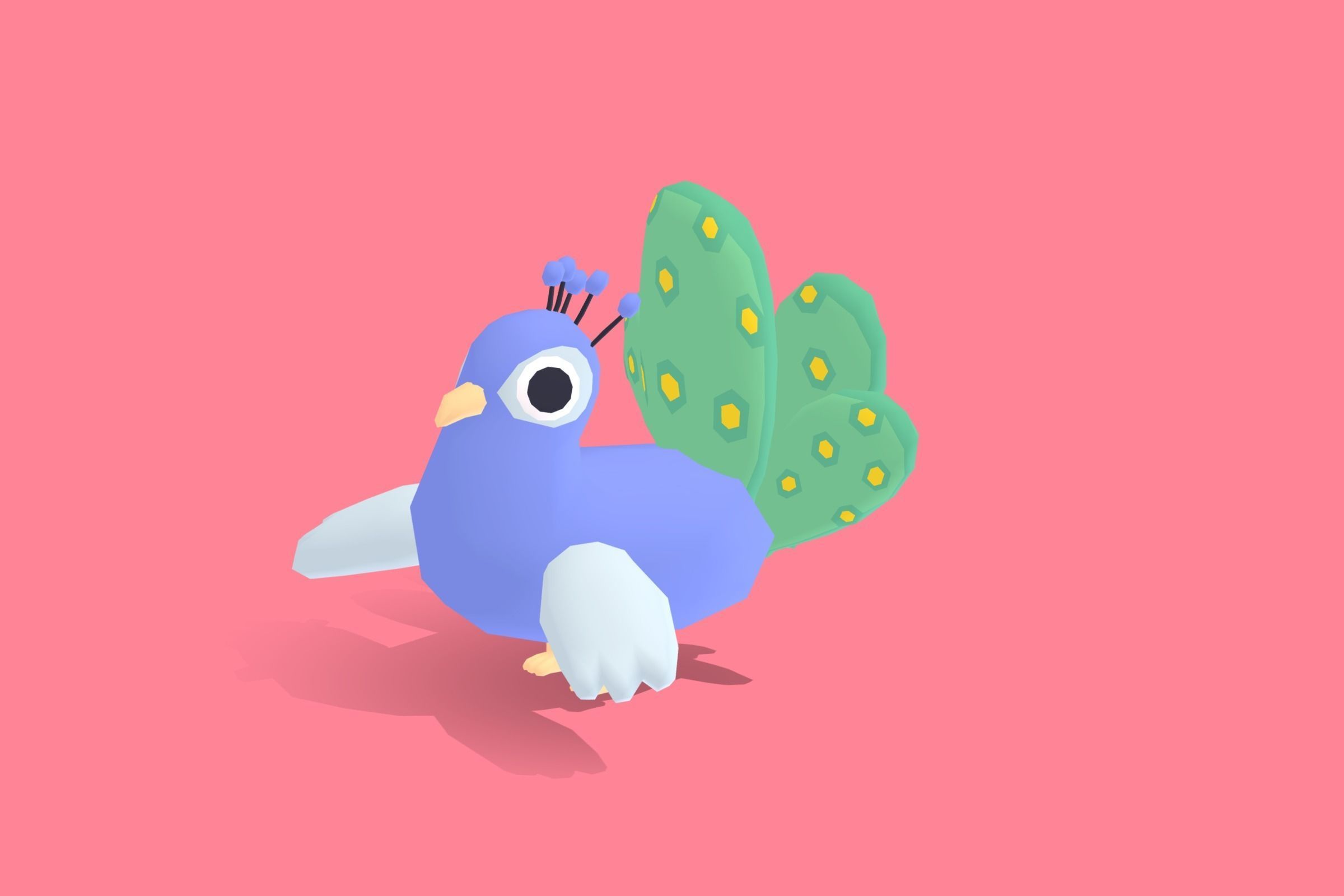 Peacock - Quirky Series Low-poly 3D model_3