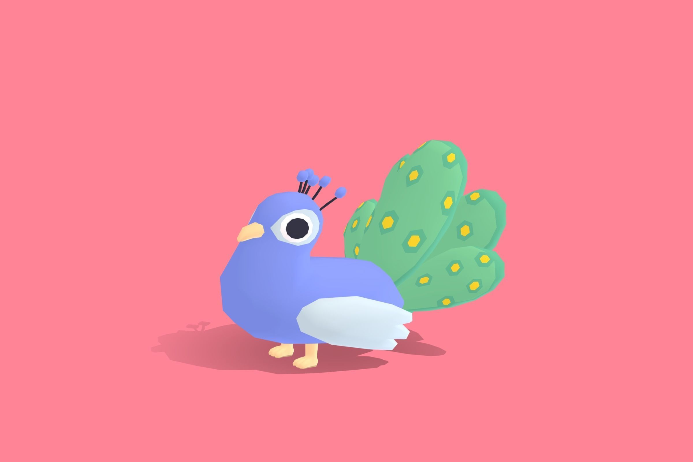 Peacock - Quirky Series Low-poly 3D model_9