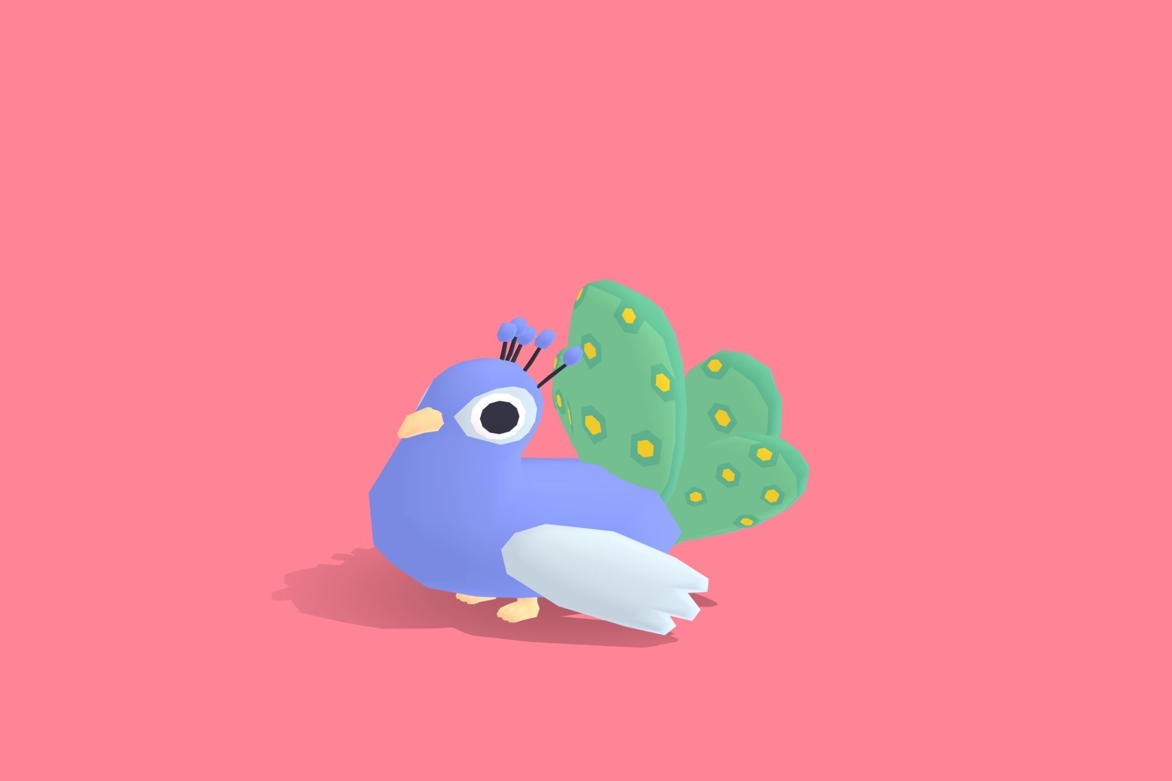 Peacock - Quirky Series Low-poly 3D model_4