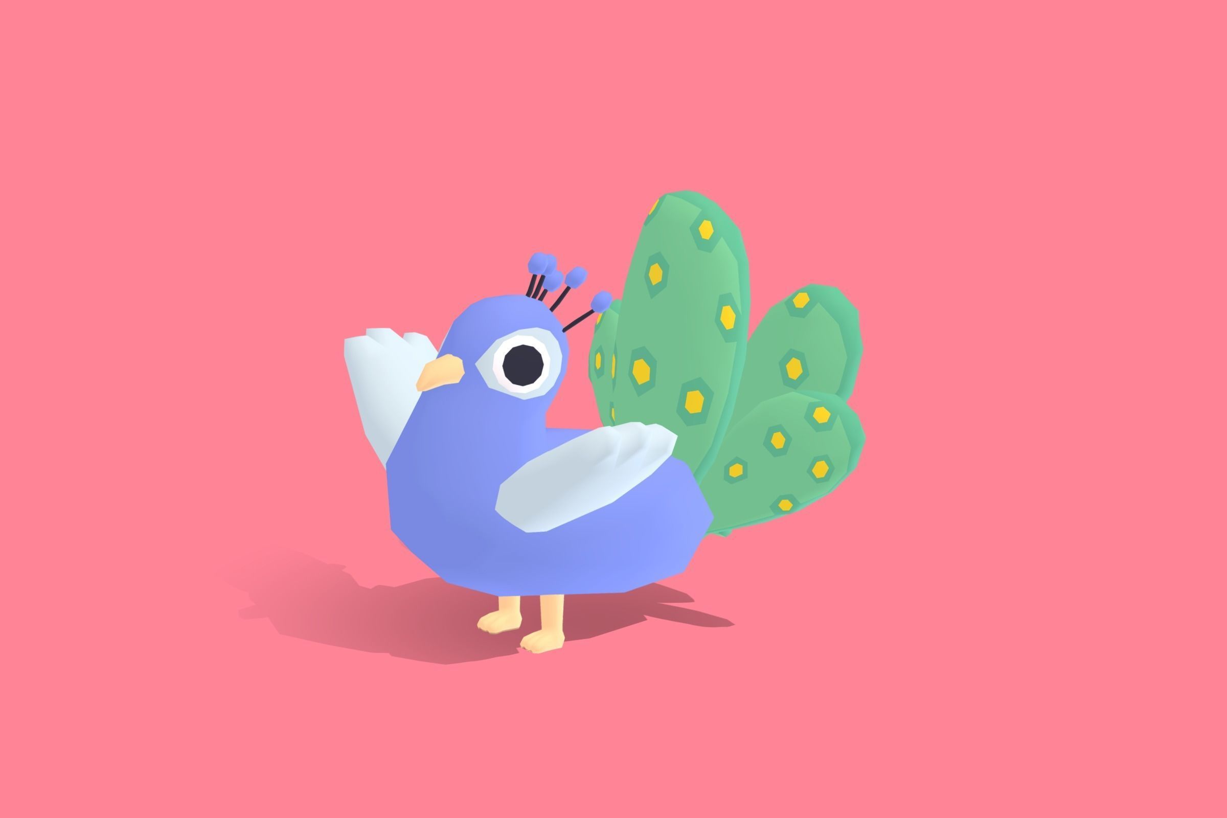 Peacock - Quirky Series Low-poly 3D model_8