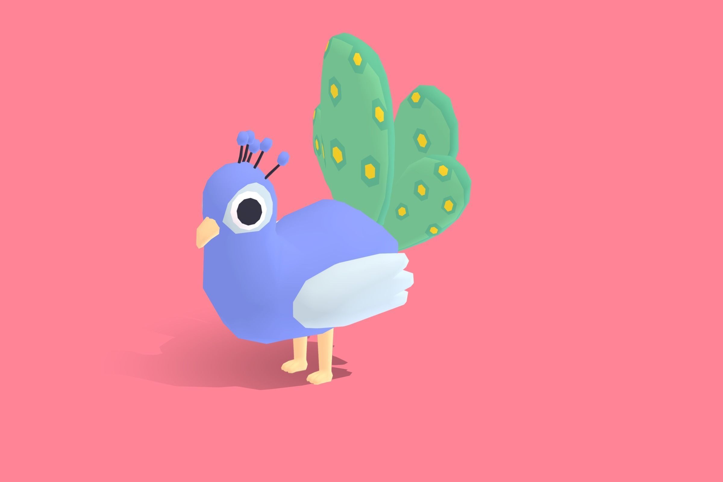 Peacock - Quirky Series Low-poly 3D model_12