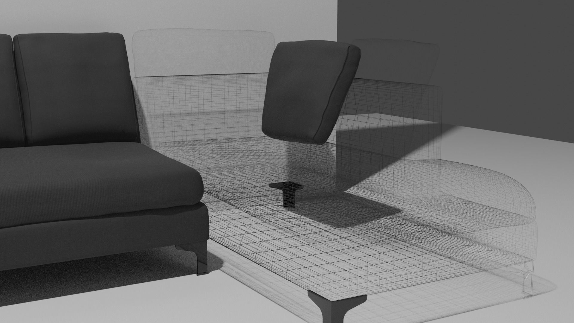 2 sofa collection armchair Low-poly 3D model_5