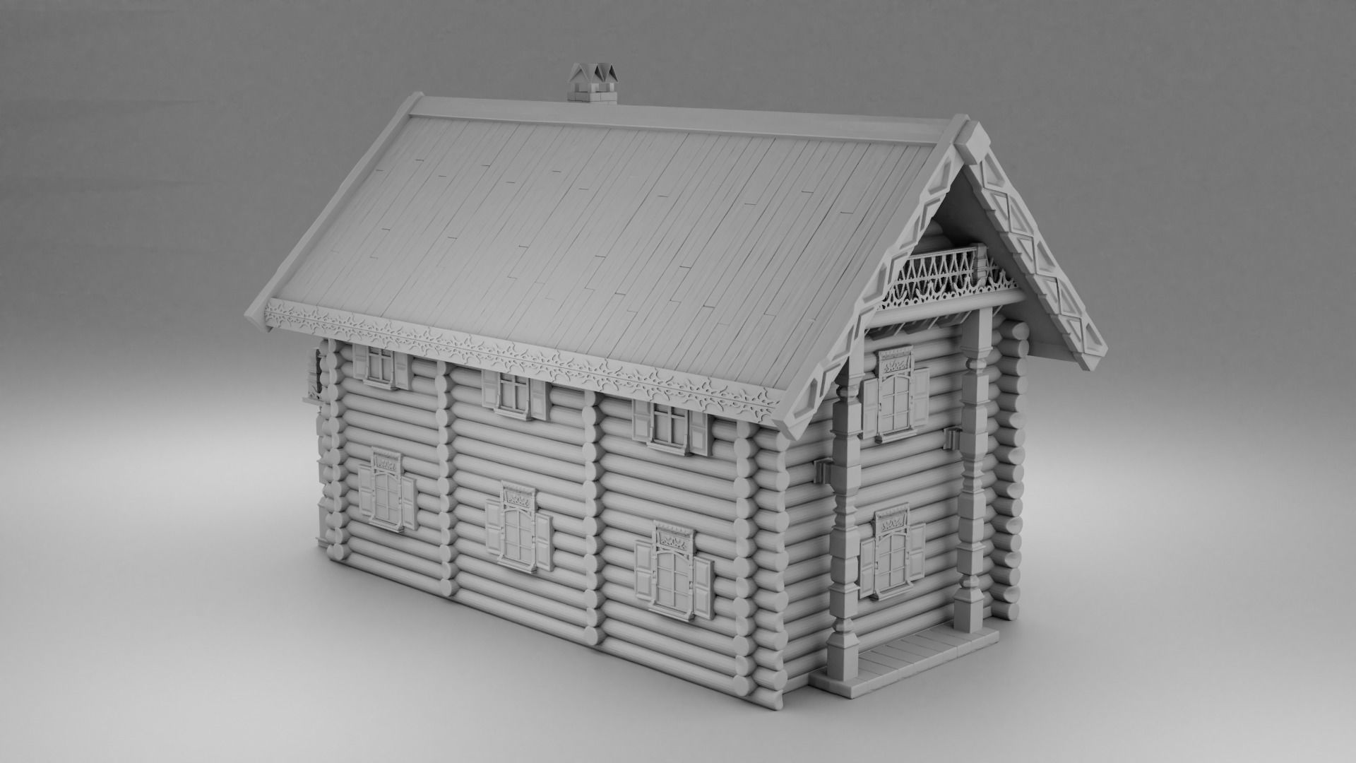Russian house Izba 3D print model_4