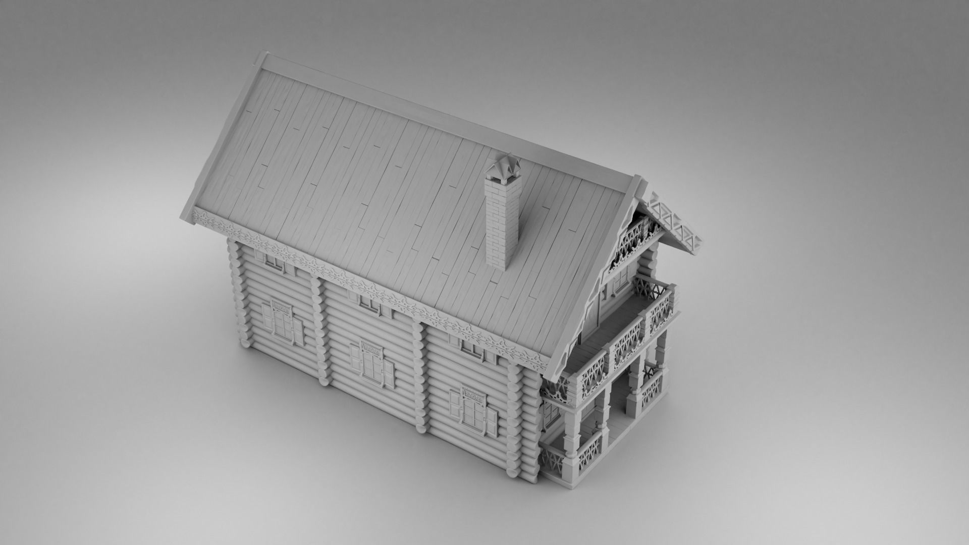 Russian house Izba 3D print model_1
