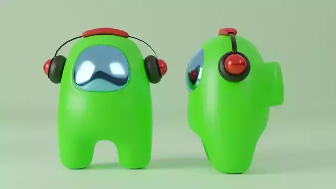 Among Us Light Green with Headphone