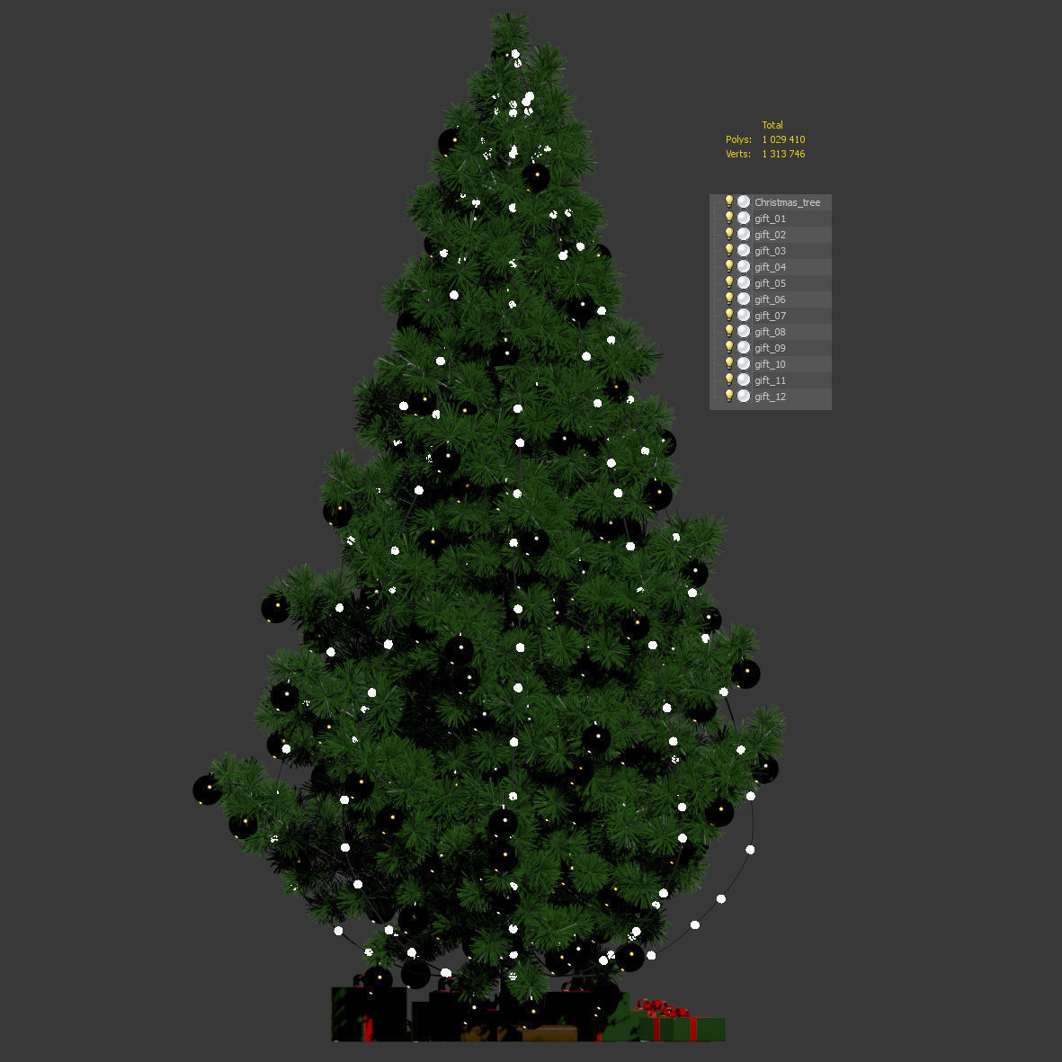 Christmas tree with gifts v3 3D model_5
