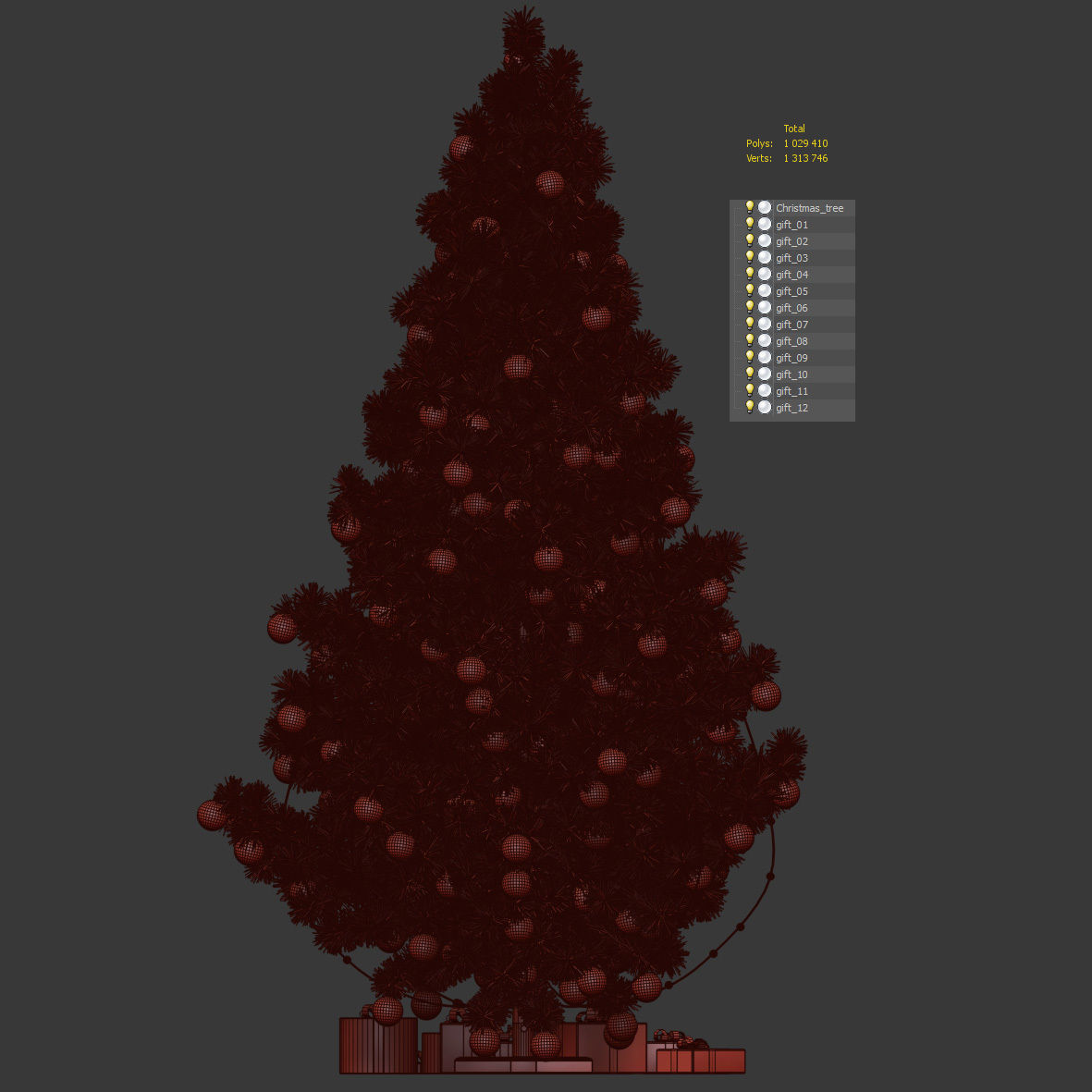 Christmas tree with gifts v3 3D model_7