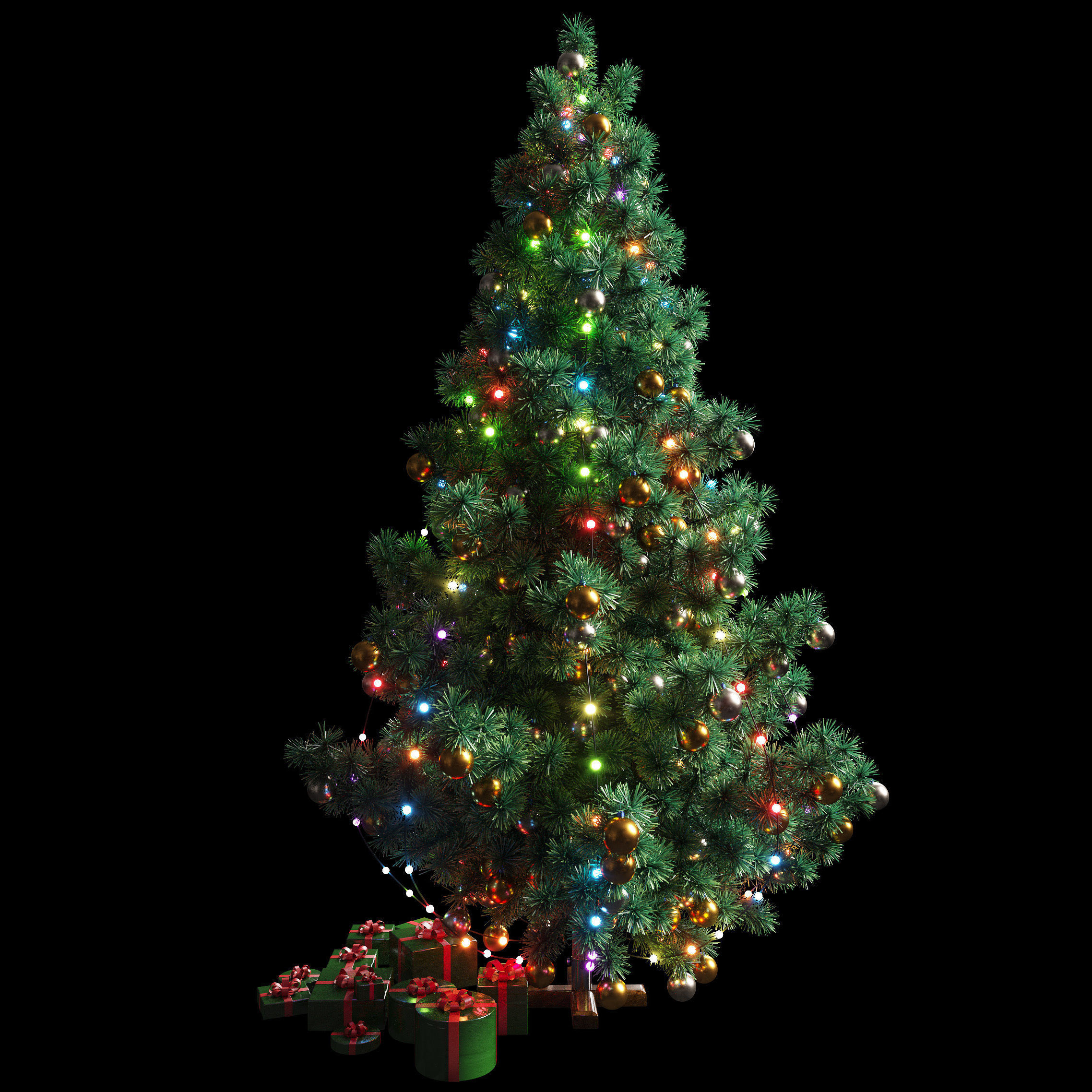 Christmas tree with gifts v3 3D model_3