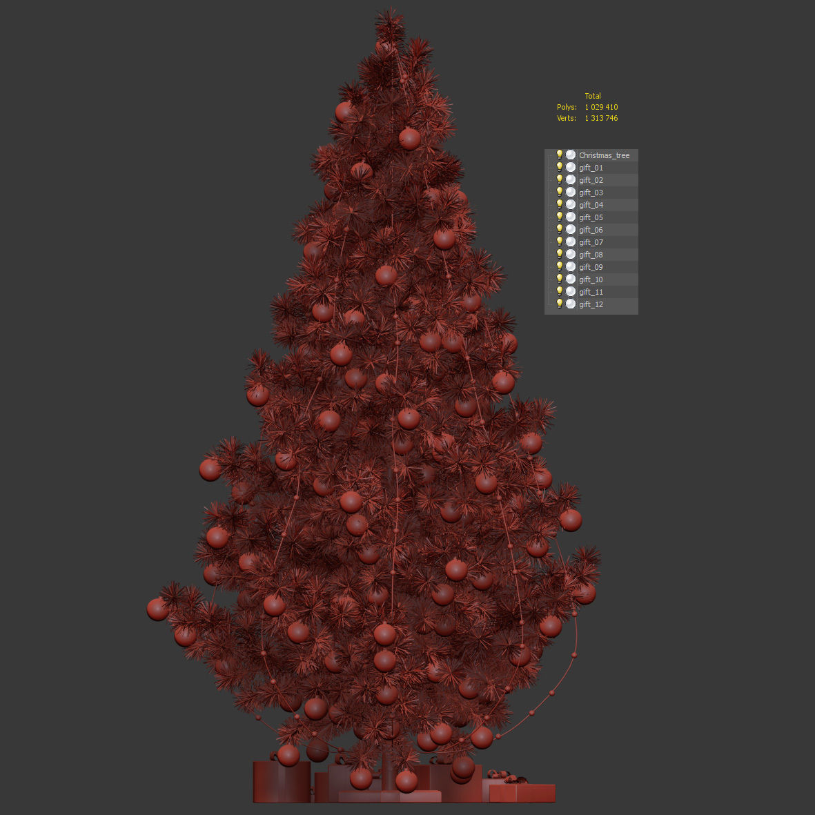 Christmas tree with gifts v3 3D model_6