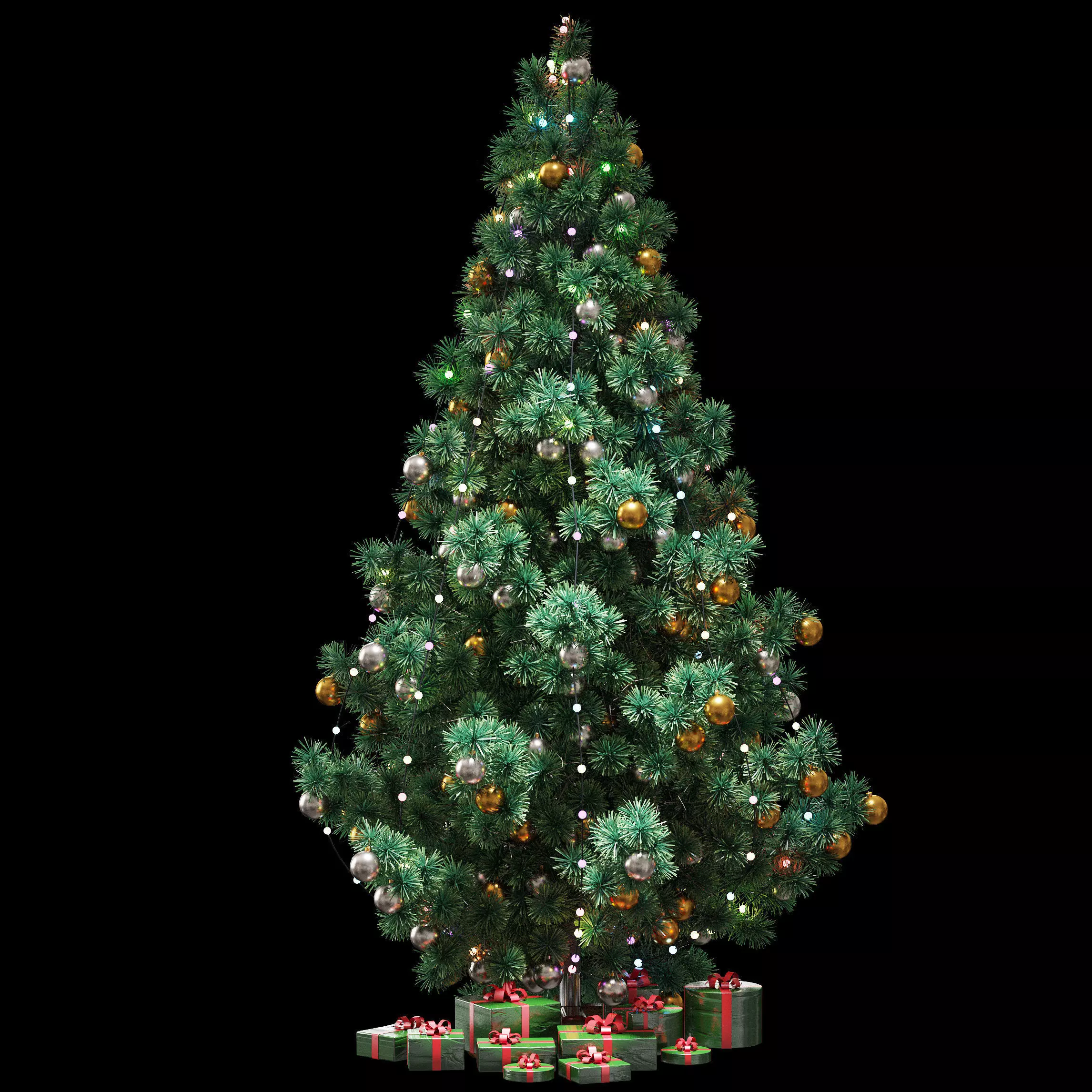 Christmas tree with gifts v3 3D model_0