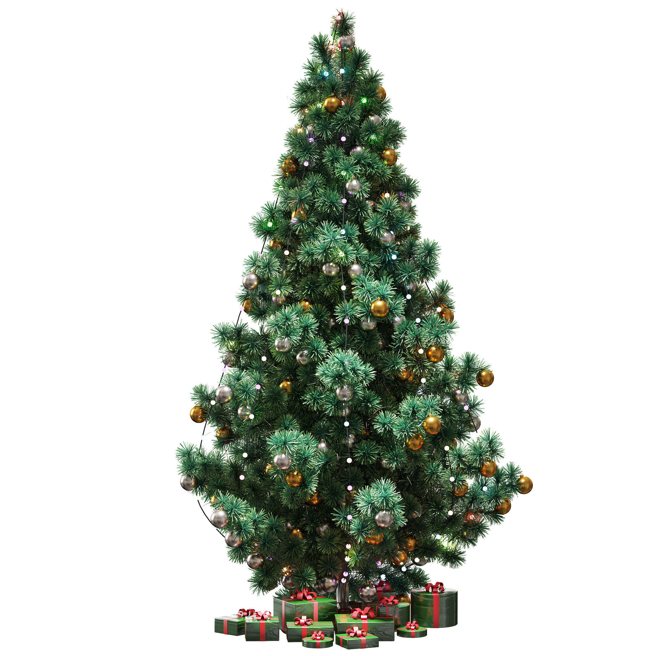 Christmas tree with gifts v3 3D model_1