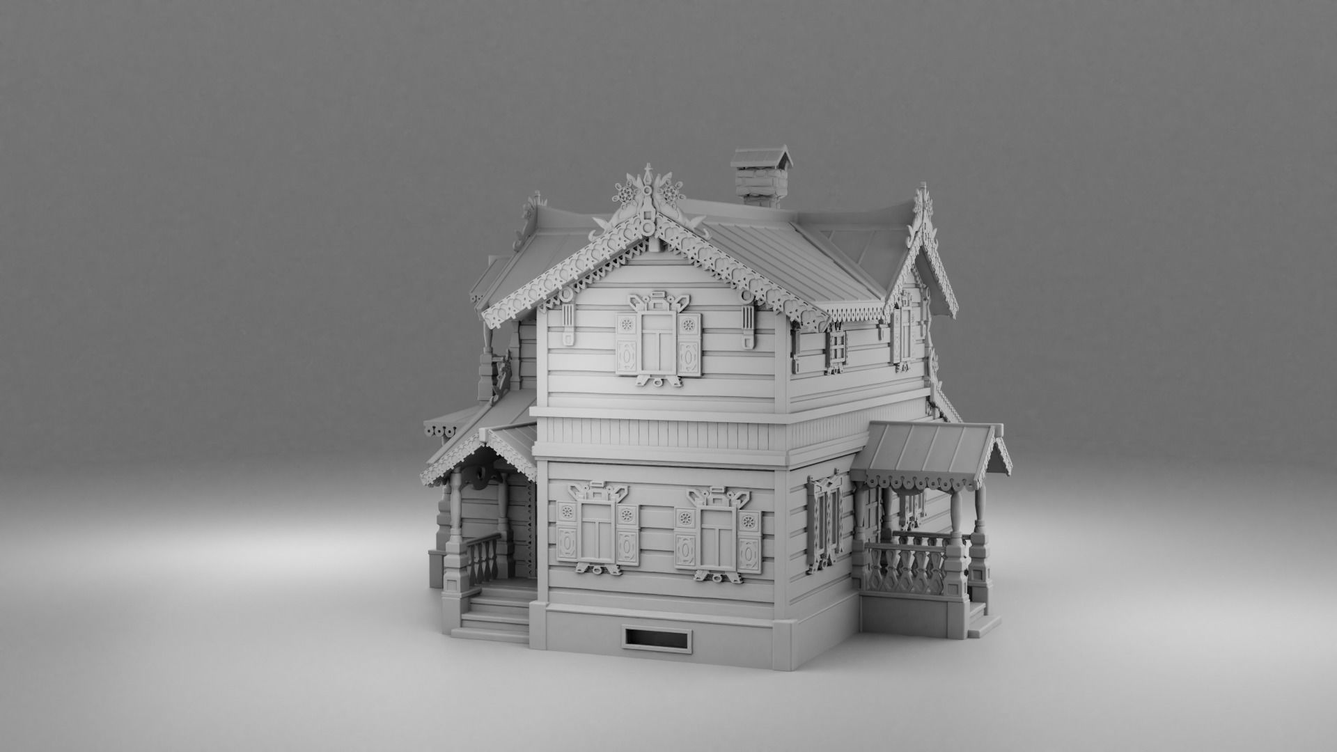 Carved house 3D print model_3