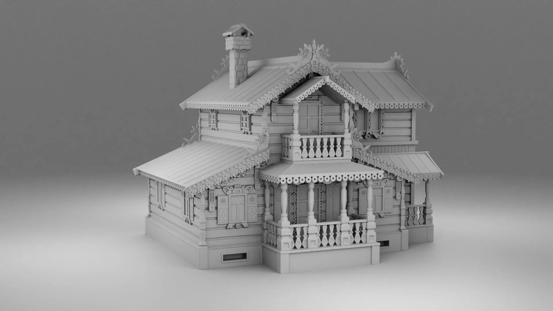 Carved house 3D print model_0