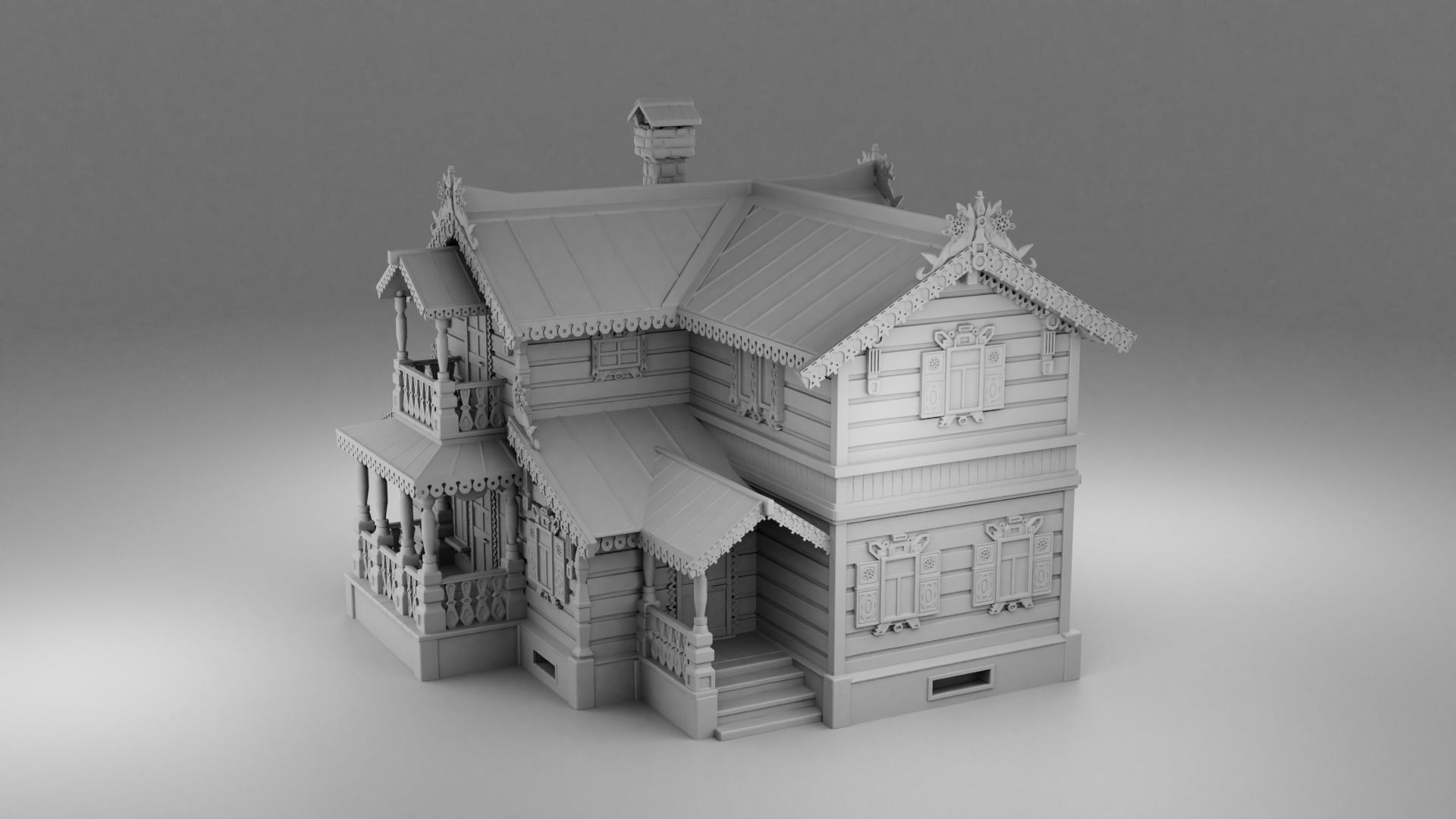 Carved house 3D print model_1