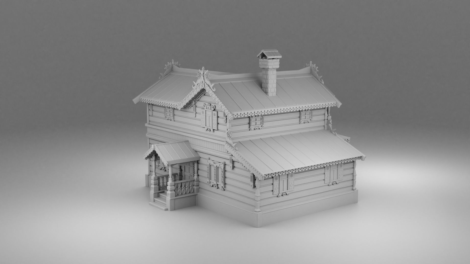 Carved house 3D print model_4