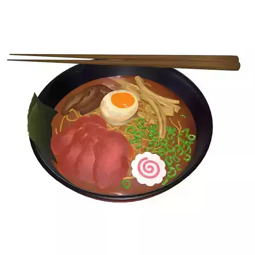 Noodle japanesse ramen cartoon style v2 3D model