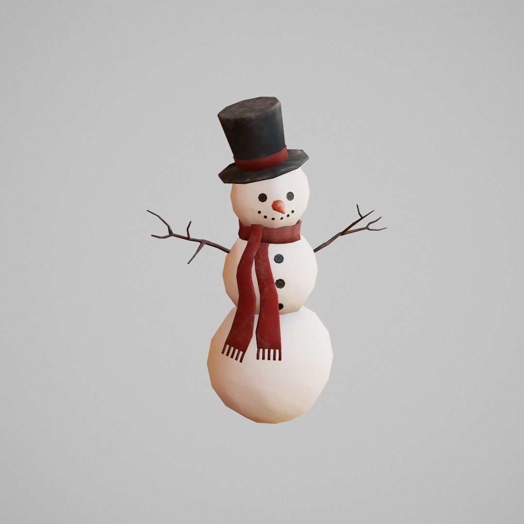 Snowman G53 Low-poly 3D model_11