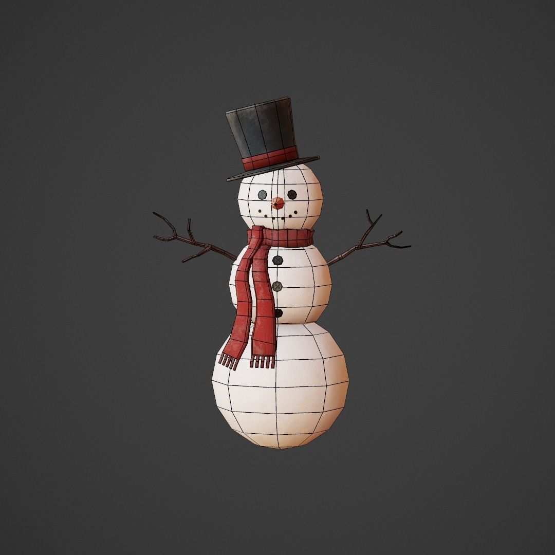 Snowman G53 Low-poly 3D model_16