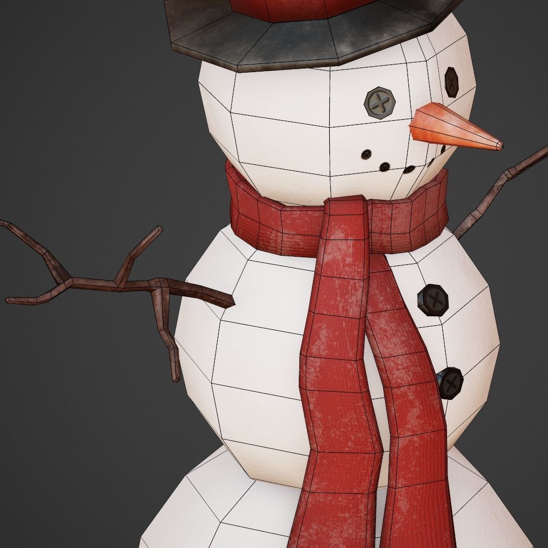 Snowman G53 Low-poly 3D model_17