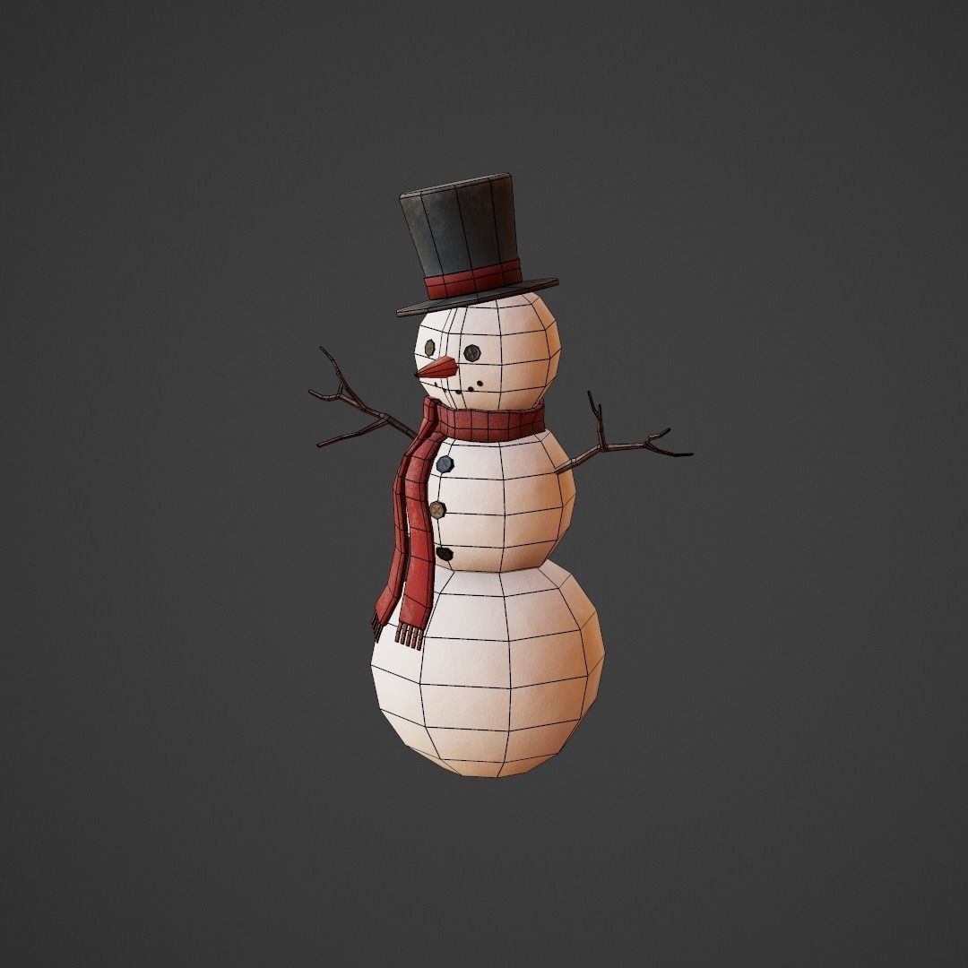 Snowman G53 Low-poly 3D model_1