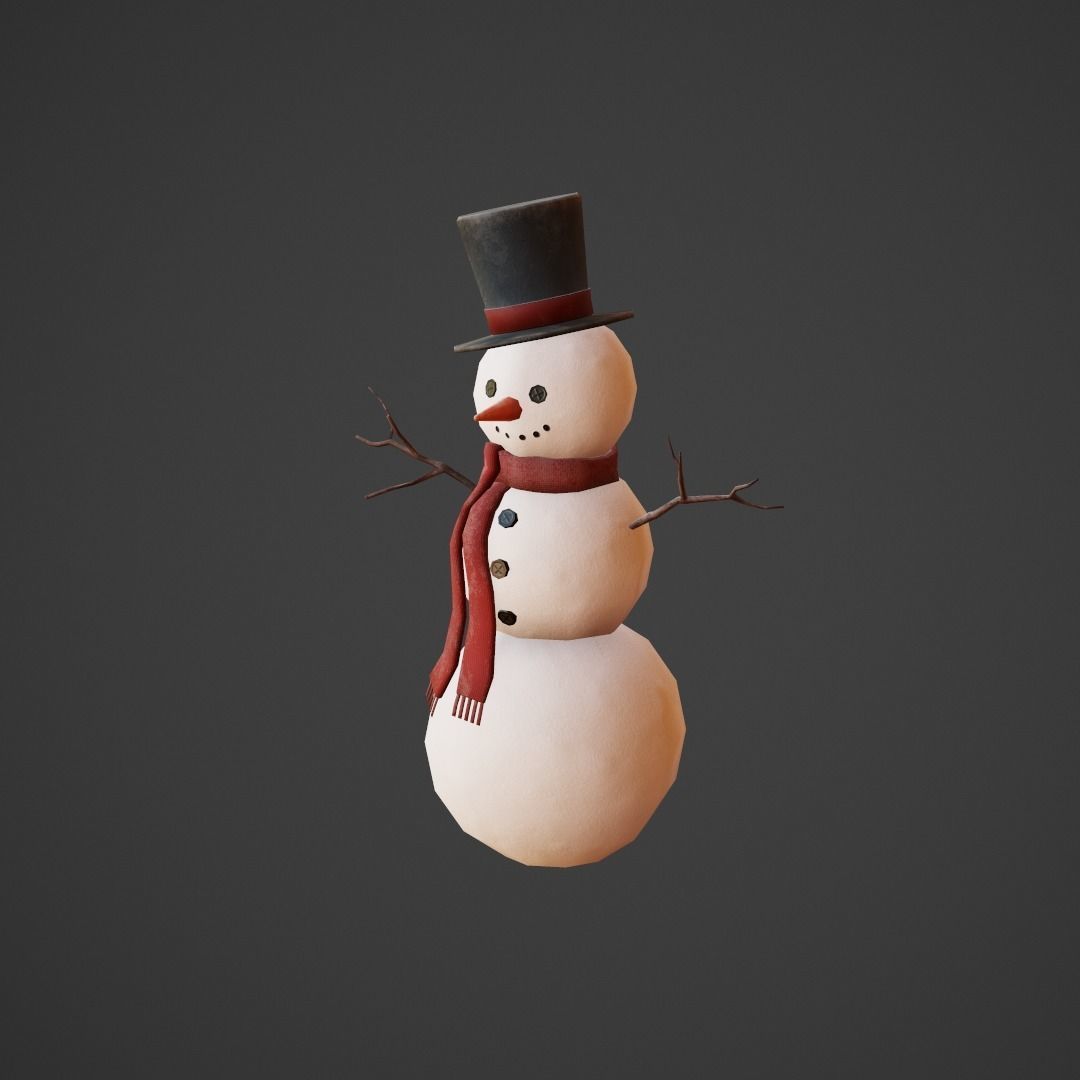 Snowman G53 Low-poly 3D model_12