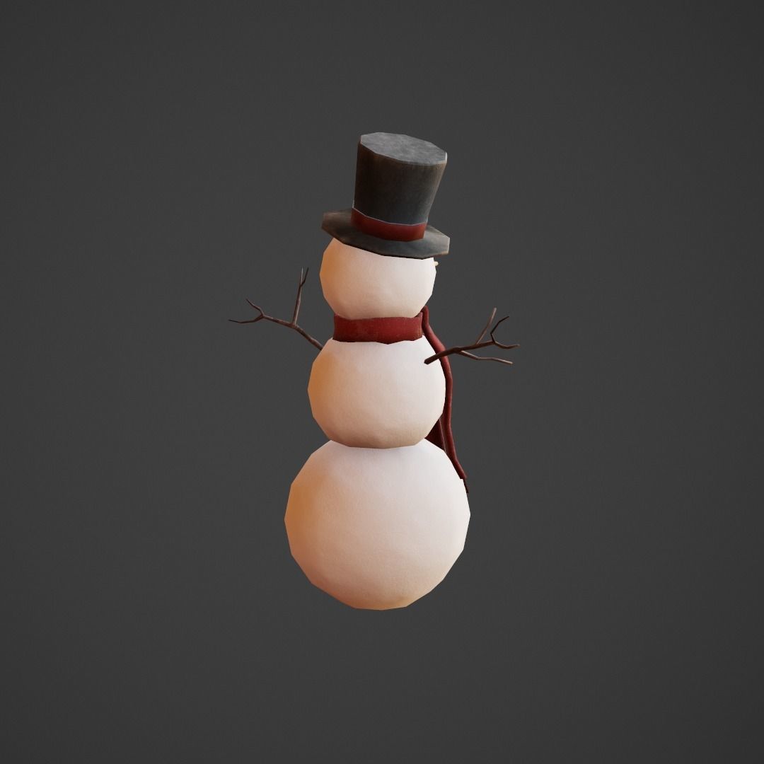 Snowman G53 Low-poly 3D model_14