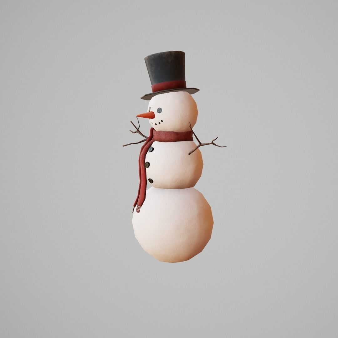 Snowman G53 Low-poly 3D model_2